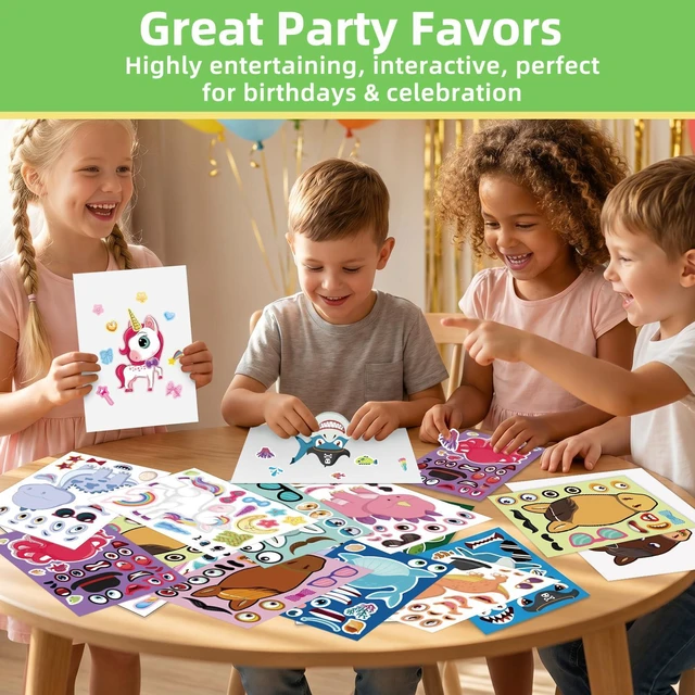 Alt view image 3 of 7 - 24 Sheets Make a Face Stickers for Kids, Toddlers, Party Favors, Crafts