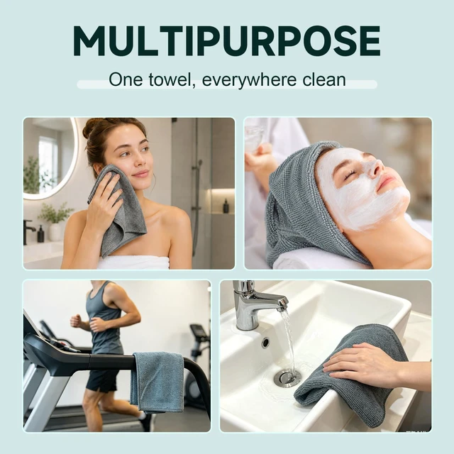 Alt view image 2 of 6 - TEAWOO Grey Washcloths 15Pack, Highly Absorbent & Quick Drying