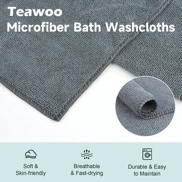 Alt view image 3 of 6 - TEAWOO Grey Washcloths 15Pack, Highly Absorbent & Quick Drying