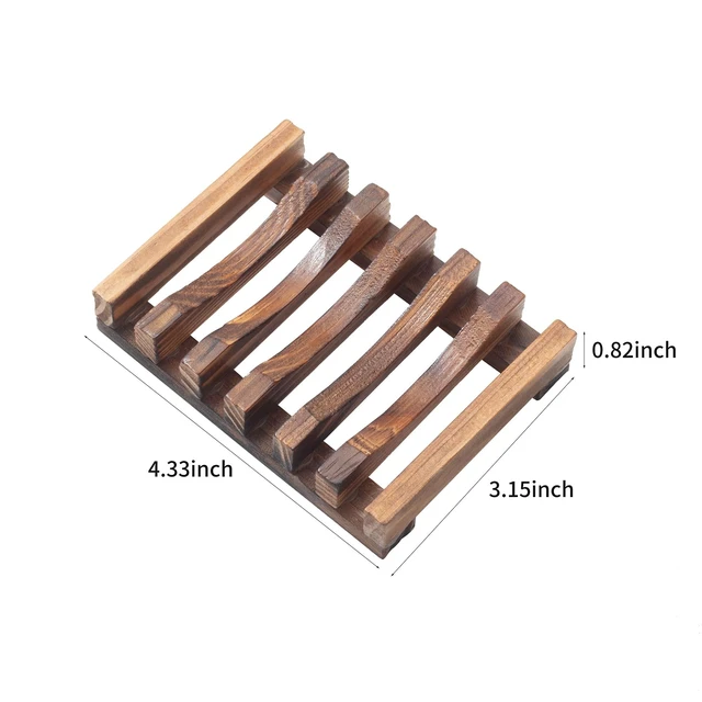 Alt view image 5 of 6 - Vowupt Wooden Soap Dish Set of 2, Self Draining Bar Soap Holder for Shower Bathroom, Natural Soaps Tray