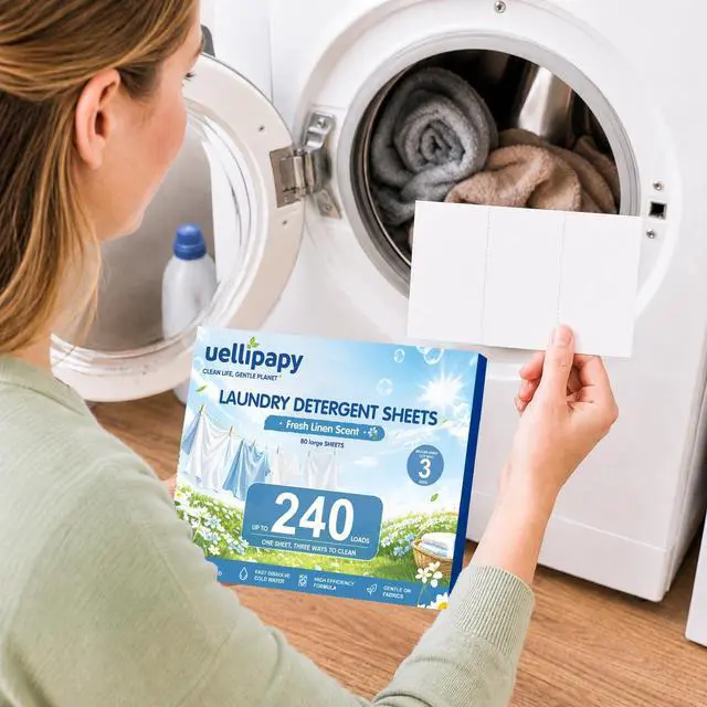 Alt view image 4 of 7 - Laundry Detergent Sheets, 240 Loads, Fresh Scent, for Hot & Cold Cycles, Powerful Stain & Odor Removal, Gentle Formula