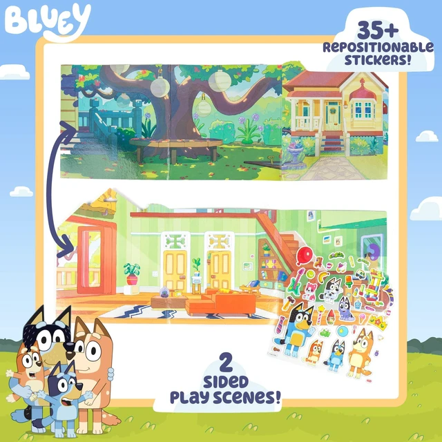 Alt view image 3 of 6 - Horizon Group USA Bluey Sticker Playset with 2 Play Scenes, 35+ Reusable Puffy Stickers for Kids, Travel, Screen-Free Fun