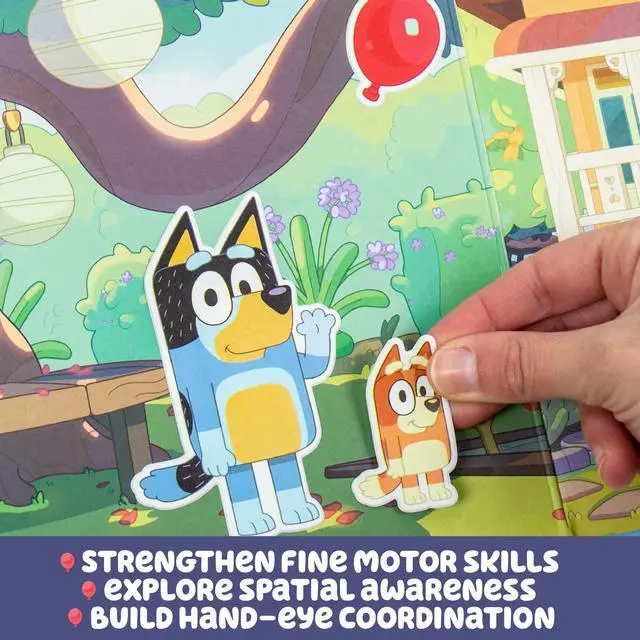 Alt view image 6 of 6 - Horizon Group USA Bluey Sticker Playset with 2 Play Scenes, 35+ Reusable Puffy Stickers for Kids, Travel, Screen-Free Fun