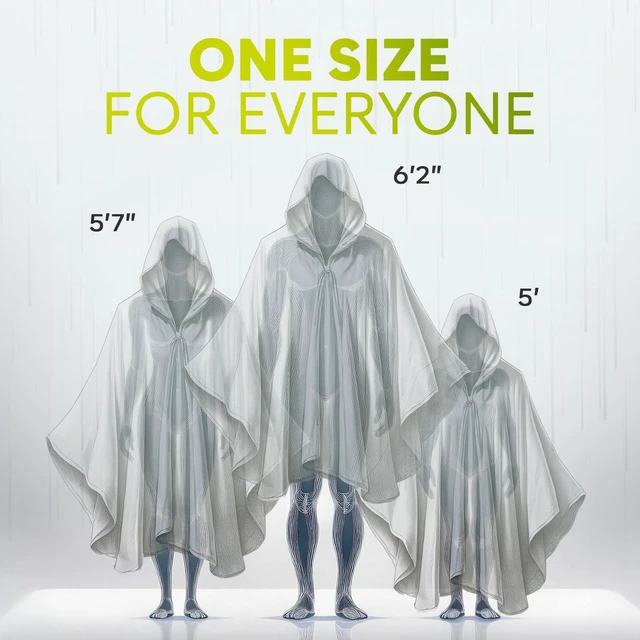 Alt view image 2 of 7 - ZENO Disposable Rain Ponchos for Adults, Clear with Hood, Compact Emergency for Hiking Camping Travel