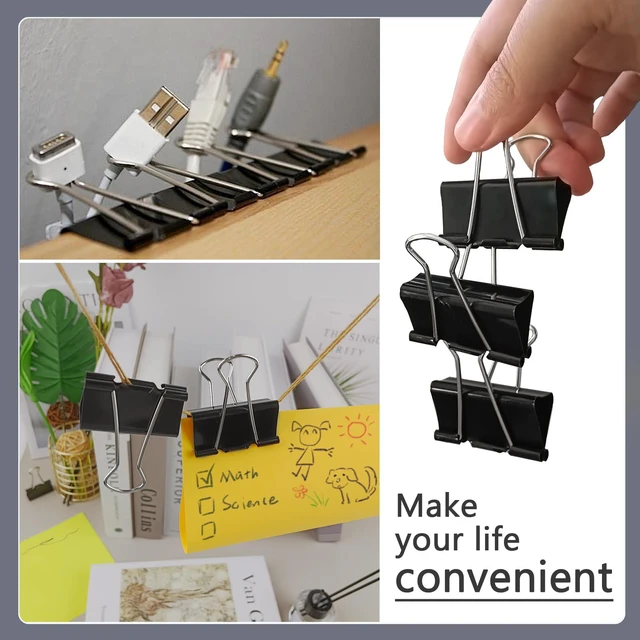 Alt view image 7 of 7 - DSTELIN Large Binder Clips 1.6-Inch (24 Pack), 41mm Width, 0.7-Inch/18mm Capacity, Black