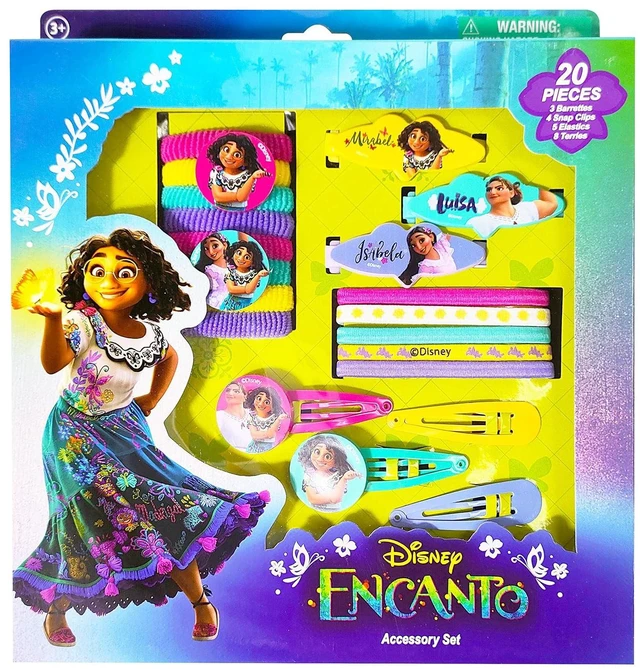 Main image of Luv Her Encanto Girls 20 Piece Accessory Set with 3 Barrettes, 4 Snap Hair Clips, 5 Elastics and 8 Terry Ponies - Ages 3+