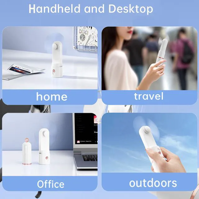 Alt view image 2 of 6 - AOCOOLFAN Portable Handheld USB Rechargeable 3-Speed Personal Small Pocket Fan for Women Outdoor Travel, White