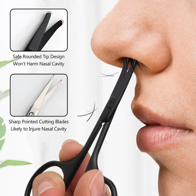 Alt view image 6 of 7 - 2 Pack 3.75" Premium Nose Hair Scissors, Curved Safety Blades with Rounded Tip for Trimming Facial Hair, Ear Hair, Eyebrow, Black and Silver