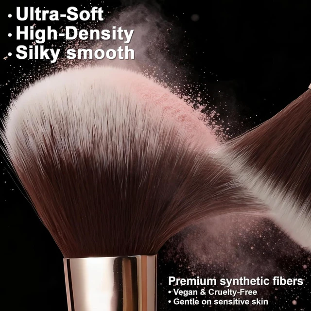 Alt view image 5 of 6 - Professional 14-Piece Premium Synthetic Makeup Brush Set - Black Foundation Concealer Powder Blush Eyeshadow Brushes with 2 Powder Puffs & Dual-Ended Mask Applicator, Gif
