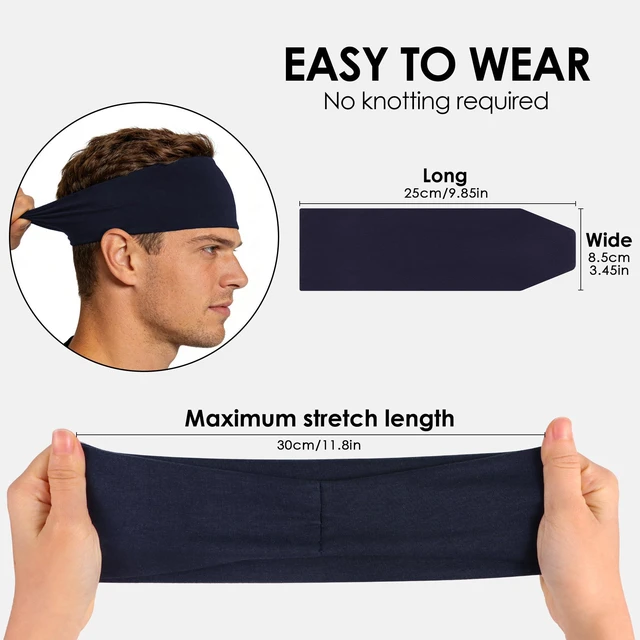 Alt view image 5 of 6 - Sport Headbands for Men - 7 Pack Sweat Absorbent Running Headband