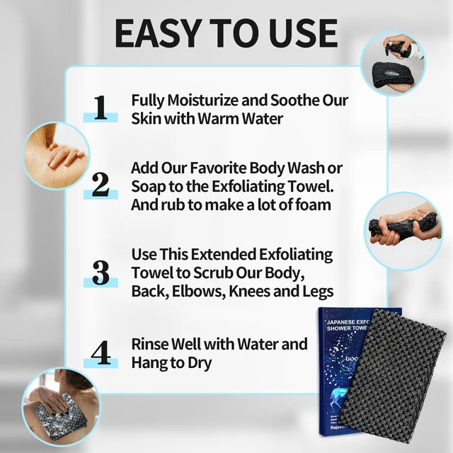 Alt view image 5 of 6 - Silver Ion & Carbon Fiber Exfoliating Washcloth Shower Towels