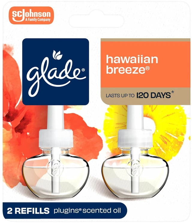 Main image of Glade PlugIns Refills Air Freshener, Hawaiian Breeze, Scented and Essential Oils, 1.34 Fl Oz, 2 Count