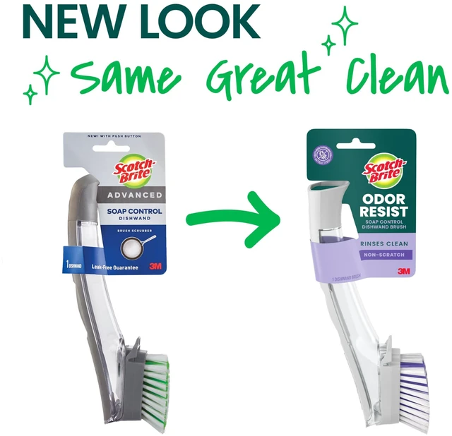 Alt view image 2 of 3 - Scotch-Brite Odor Resist Soap Control Dishwand Brush, 1 Count, Precise Soap Control, Safe on Dishes, Nonstick Cookware, Tubs