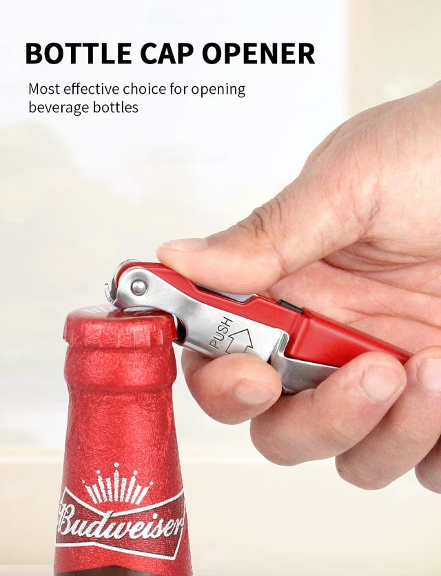 Alt view image 4 of 6 - CORKAS Wine Key Professional Heavy Duty Waiter Corkscrew with Double Hinged, Foil Cutter and Bottle Opener, Gifts for Servers Sommelier Bartenders, Red