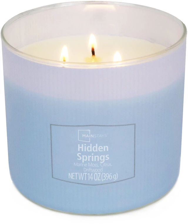 Main image of Mainstays Hidden Springs 3-Wick Textured Wrapped Jar Candle 14oz