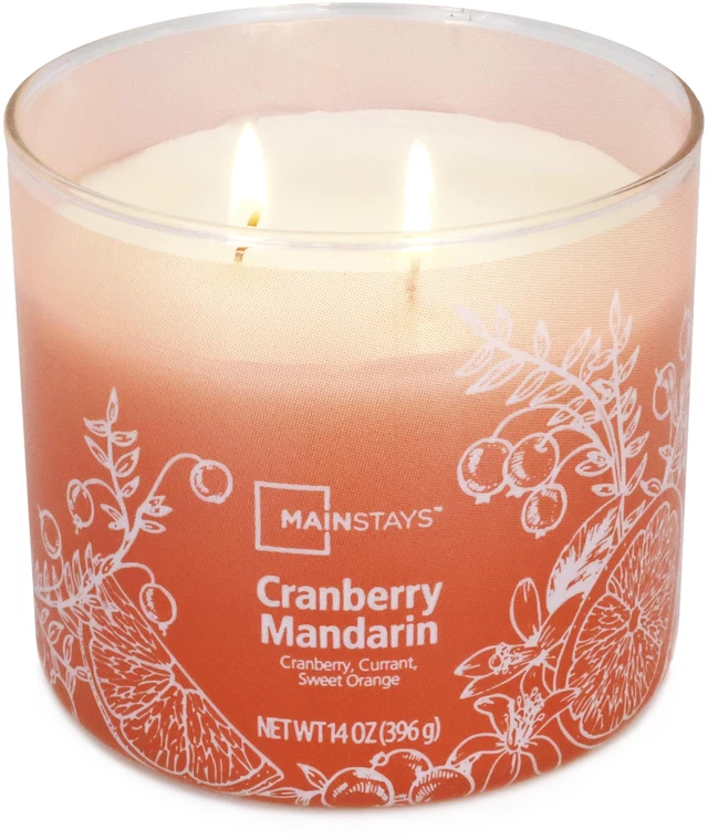 Main image of Mainstays 3-Wick Ombre Wrap Cranberry Mandarin Candle, 14 Ounce