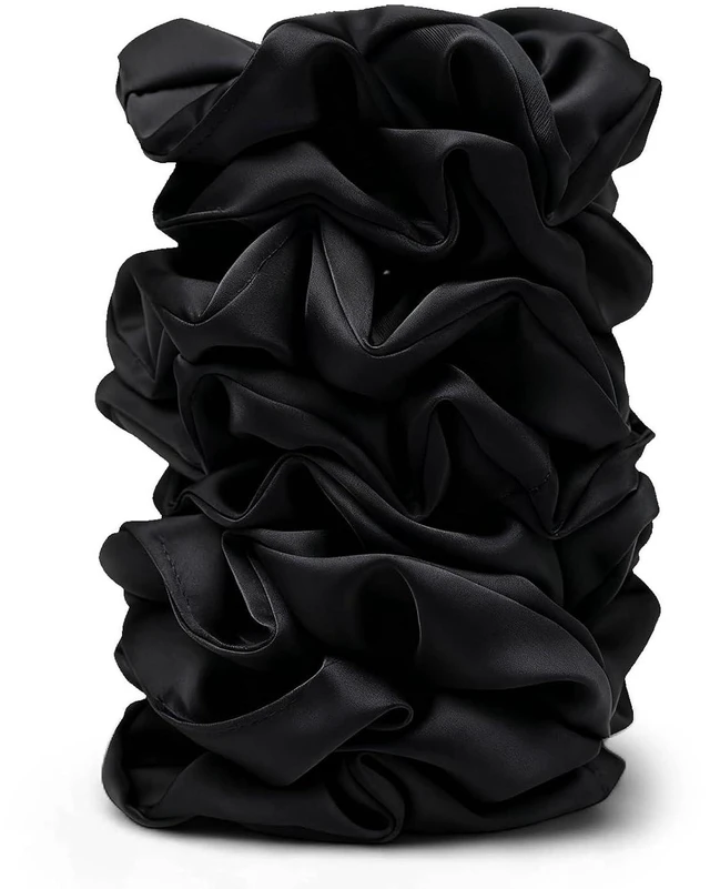 Main image of 8PCS Black Satin Scrunchies - Silk Hair Ties, No Crease, Frizz-Free, Gentle Elastic for Thick & Thin Hair, Soft & Stylish Hair Accessories Gifts