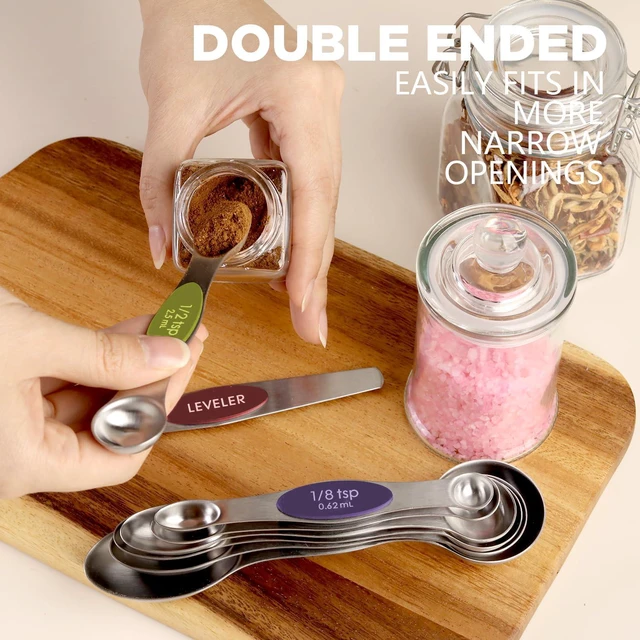 Alt view image 5 of 6 - ChefAide Set of 8 Magnetic Measuring Spoons, Stainless Steel, Dual Sided