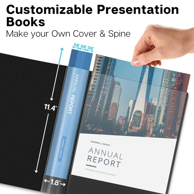 Alt view image 4 of 6 - Dunwell 24-Pocket Presentation Binder, 8.5x11 Portfolio Book, Black