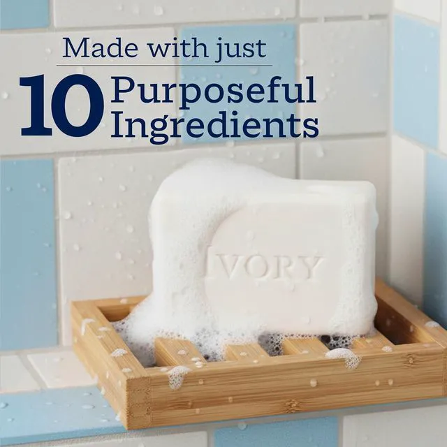 Alt view image 4 of 6 - Ivory Gentle Bar Soap, 99.44% Pure Formula, Plant-Based Cleanser, Made Without Heavy Perfumes, Parabens & Phthalates, Original Scent, 3.17 oz (10 Count)