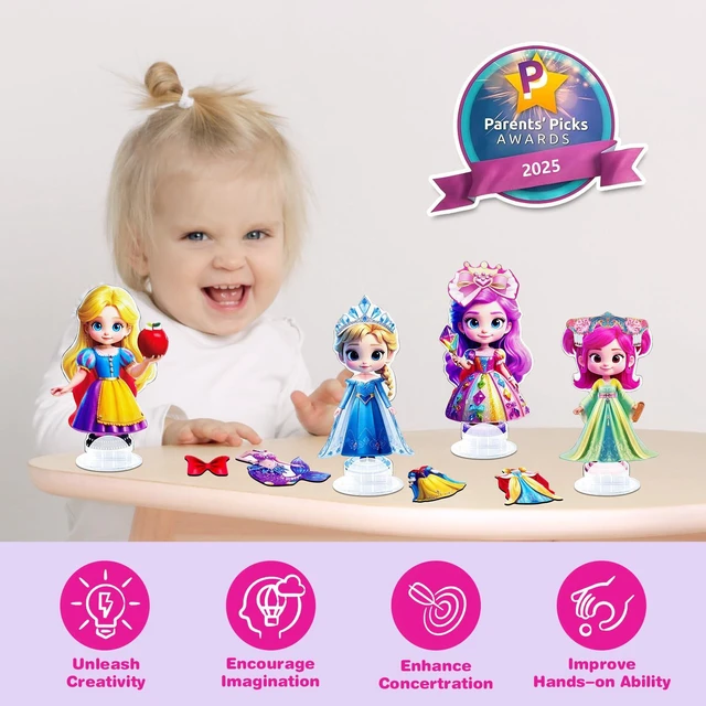 Alt view image 3 of 6 - ZHOC Magnetic Dress Up Dolls for Girls, Princess Cute Magnet Dress Up Kits, Travel Game Car Road Trip Airplane Activity Toys for Toddler Girls Ages 3-8