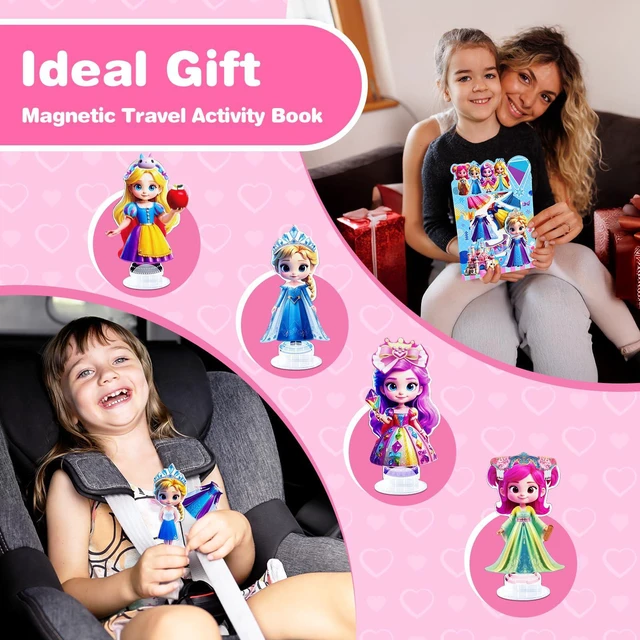 Alt view image 2 of 6 - ZHOC Magnetic Dress Up Dolls for Girls, Princess Cute Magnet Dress Up Kits, Travel Game Car Road Trip Airplane Activity Toys for Toddler Girls Ages 3-8