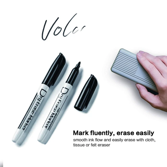 Alt view image 4 of 7 - Volcanics Black Dry Erase Markers, Fine Tip, 12 Pack