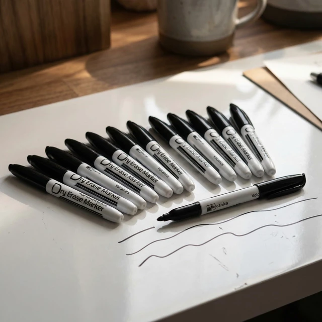 Alt view image 5 of 7 - Volcanics Black Dry Erase Markers, Fine Tip, 12 Pack
