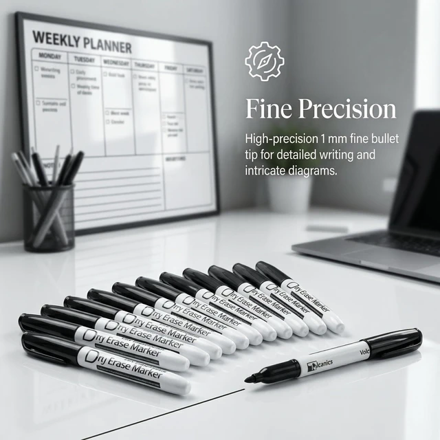 Alt view image 6 of 7 - Volcanics Black Dry Erase Markers, Fine Tip, 12 Pack