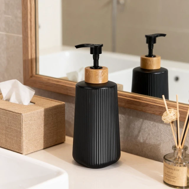 Alt view image 6 of 6 - Refillable Glass Hand Soap Dispenser Pump Bottle for Bathroom and Kitchen Dish