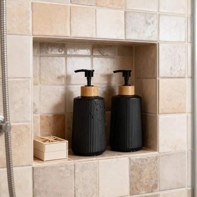 Alt view image 2 of 6 - Refillable Glass Hand Soap Dispenser Pump Bottle for Bathroom and Kitchen Dish