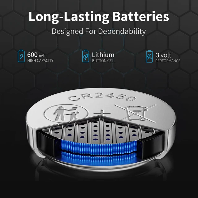 Alt view image 7 of 7 - NICEBATT CR2450 3V Lithium Battery 6 Pack, Long Lasting Power for Key Fob, Door Sensor, Security System and More