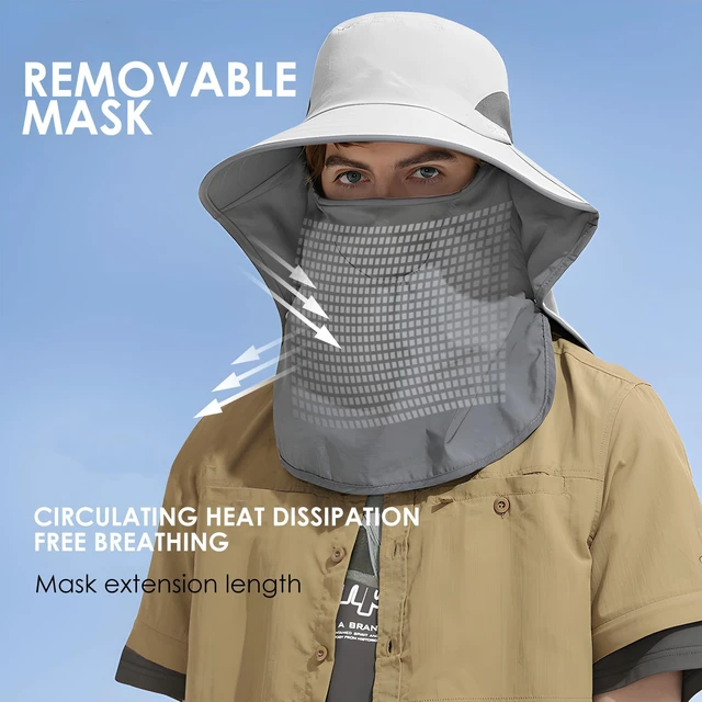 Alt view image 4 of 6 - Sun Hat with Detachable Neck and Face Flap, UPF 50+ UV Protection, Visor Fishing Hat for Men and Women