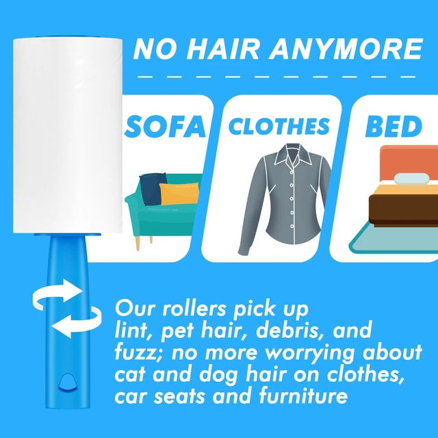 Alt view image 5 of 6 - 400 Sheets Lint Rollers for Pet Hair, Extra Sticky, 2 Handles, 4 Rollers
