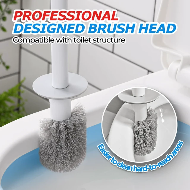 Alt view image 4 of 7 - FORASTO Toilet Bowl Brush and Holder Set - White, Bathroom Decor, Household Essentials, Cleaning Supplies