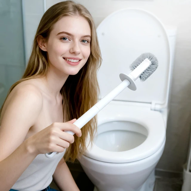 Alt view image 2 of 7 - FORASTO Toilet Bowl Brush and Holder Set - White, Bathroom Decor, Household Essentials, Cleaning Supplies