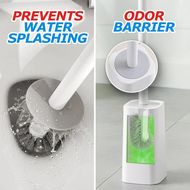 Alt view image 6 of 7 - FORASTO Toilet Bowl Brush and Holder Set - White, Bathroom Decor, Household Essentials, Cleaning Supplies
