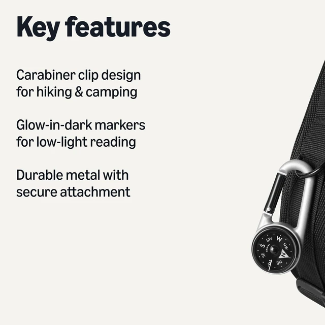 Alt view image 3 of 5 - Carabiner Keychain Compass for Hiking, Camping, Backpacking