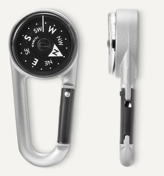 Alt view image 2 of 5 - Carabiner Keychain Compass for Hiking, Camping, Backpacking