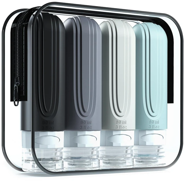 Main image of Mrsdry 4-Pack TSA Approved 3oz Travel Bottles, BPA-Free Leak-Proof Refillable Liquid Silicone Squeezable Containers for Shampoo Conditioner Lotion