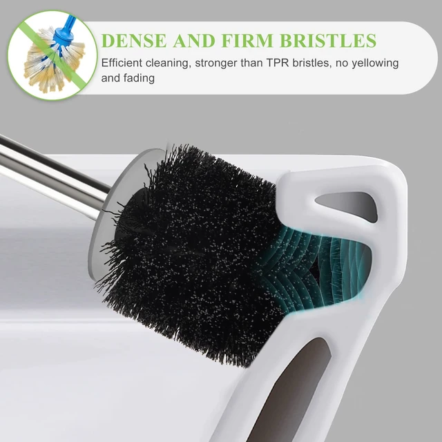 Alt view image 5 of 6 - AONEZ Compact Toilet Brush & Holder, Stainless Steel Handle, Nylon Bristles, Deep Cleaning, Drip-Proof, Space Saving, Easy to Assemble, White & Grey