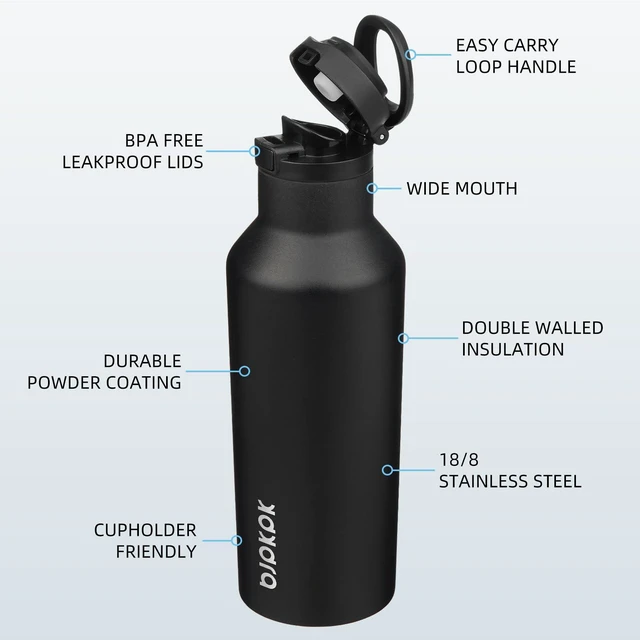 Alt view image 2 of 6 - BJPKPK 17oz Stainless Steel Insulated Thermal Water Bottle with Straw and Handle