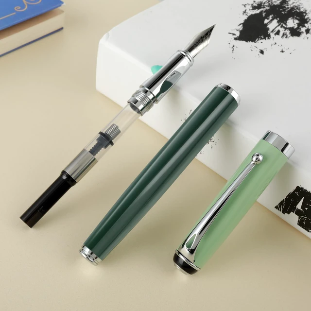 Alt view image 3 of 7 - Cobee Metal Fountain Pen, 0.5mm Fine Nib, 10 Black Ink Cartridges, Luxury Calligraphy Pen, Office School Supplies Gift (Green)