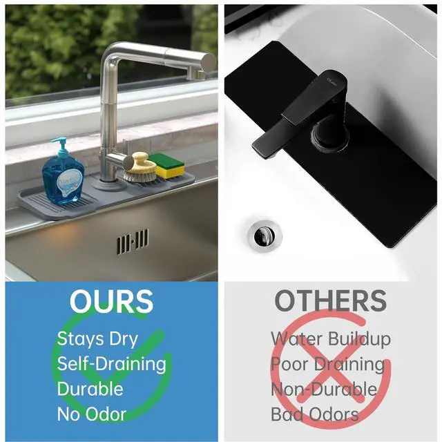 Alt view image 4 of 7 - NiHome Silicone Faucet Splash Guard - Kitchen Sink Protector, Faucet Mat for RV Bathroom Laundry Room, Fits Faucets up to 2.5 Inches