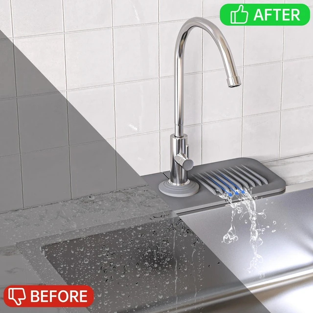 Alt view image 2 of 7 - NiHome Silicone Faucet Splash Guard - Kitchen Sink Protector, Faucet Mat for RV Bathroom Laundry Room, Fits Faucets up to 2.5 Inches