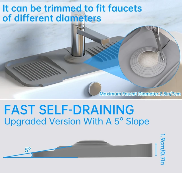 Alt view image 6 of 7 - NiHome Silicone Faucet Splash Guard - Kitchen Sink Protector, Faucet Mat for RV Bathroom Laundry Room, Fits Faucets up to 2.5 Inches
