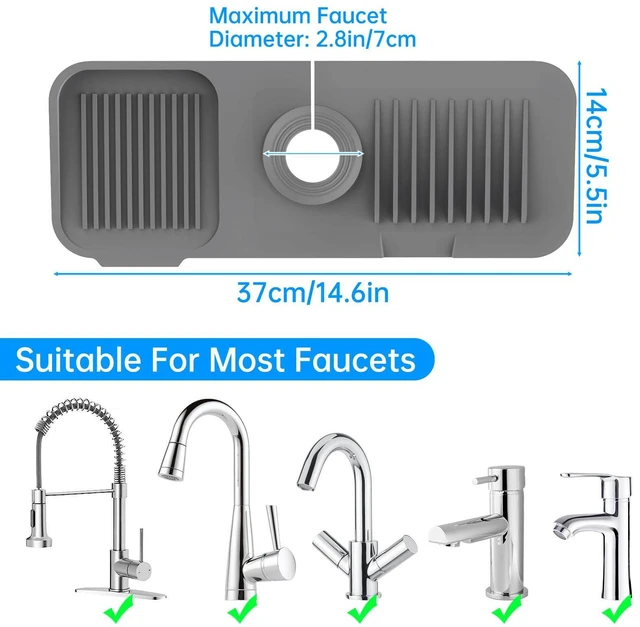 Alt view image 3 of 7 - NiHome Silicone Faucet Splash Guard - Kitchen Sink Protector, Faucet Mat for RV Bathroom Laundry Room, Fits Faucets up to 2.5 Inches