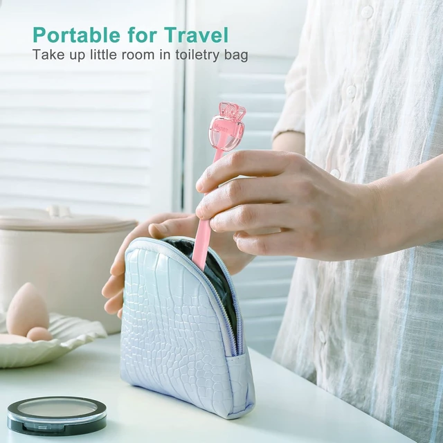Alt view image 3 of 6 - Mspan Tongue Scraper Cleaner Brush with Plastic Travel Case Cover, 2 Pack, Pink White for Adults Kids