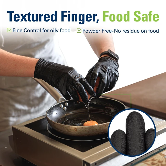 Alt view image 4 of 5 - SWIFTLITE Black Nitrile Disposable Gloves, Latex Free, Food Safe
