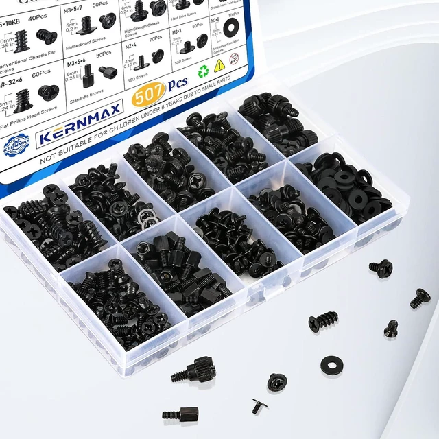 Alt view image 2 of 7 - 507Pcs Professional Computer Screws Assortment Kit, Motherboard Screws, Standoffs, PC Case, SSD, Hard Drive, Fan, CD-ROM Screws, for DIY PC Build and Repair